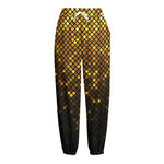 Gold Disco Lights Pattern Print Fleece Lined Knit Pants