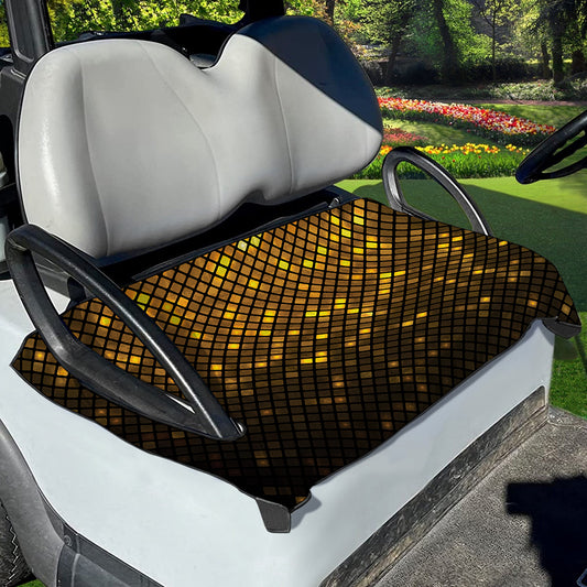 Gold Disco Lights Pattern Print Golf Cart Seat Cover