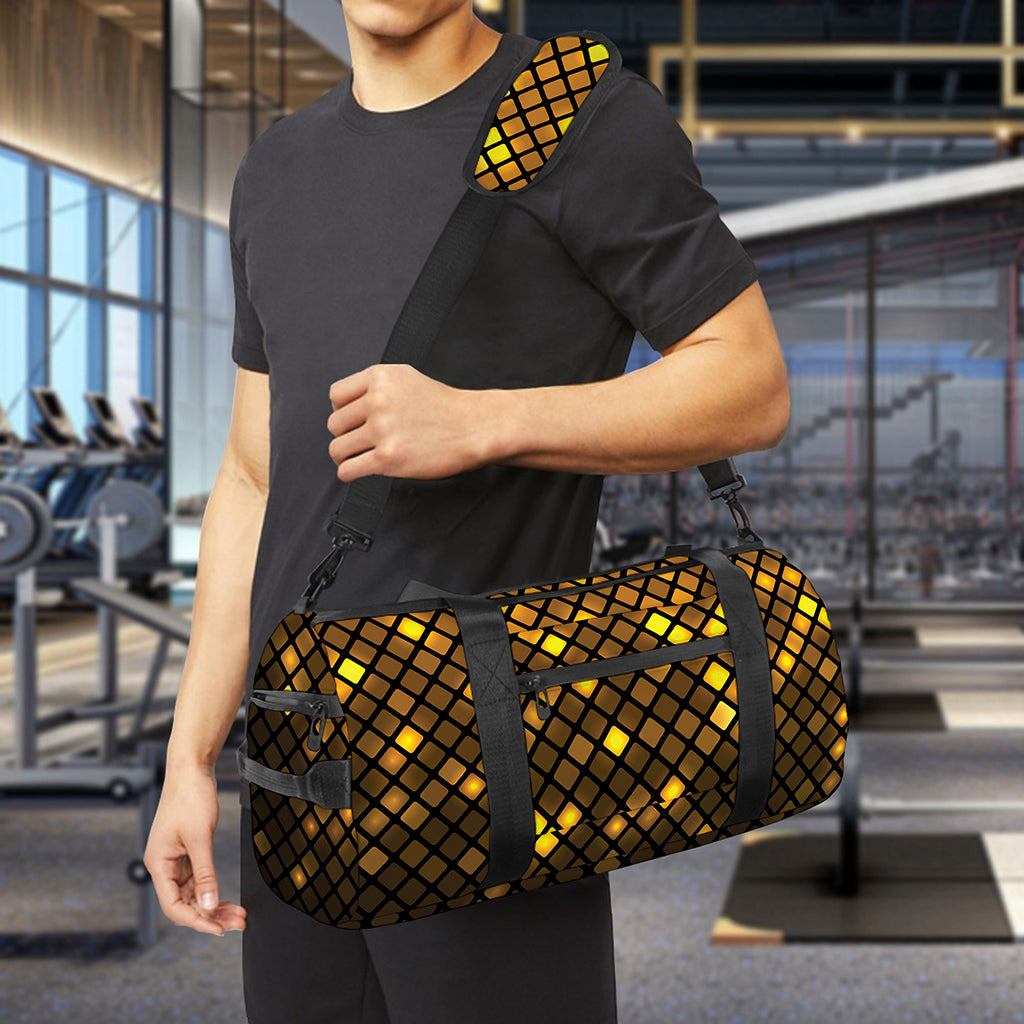 Gold Disco Lights Pattern Print Gym Bag