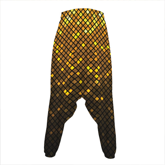 Gold Disco Lights Pattern Print Hammer Pants