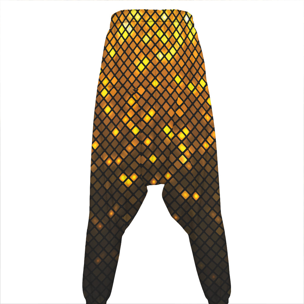Gold Disco Lights Pattern Print Hammer Pants