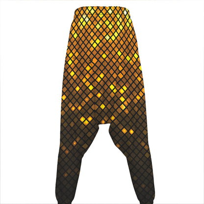 Gold Disco Lights Pattern Print Hammer Pants