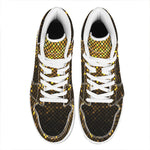 Gold Disco Lights Pattern Print High Top Leather Sneakers