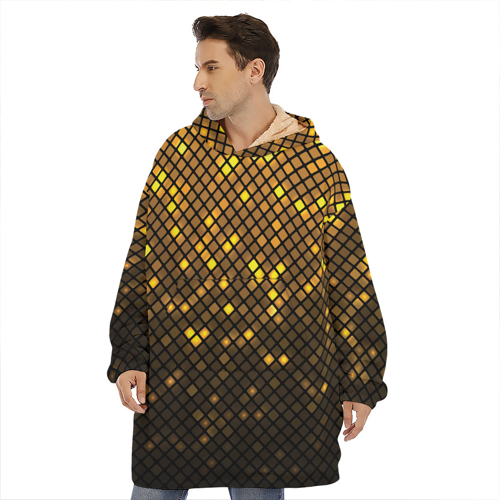 Gold Disco Lights Pattern Print Hoodie Blanket