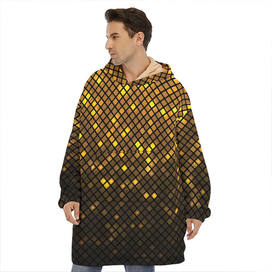 Gold Disco Lights Pattern Print Hoodie Blanket