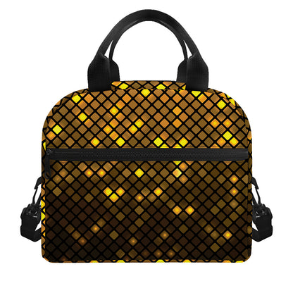 Gold Disco Lights Pattern Print Insulated Lunch Bag