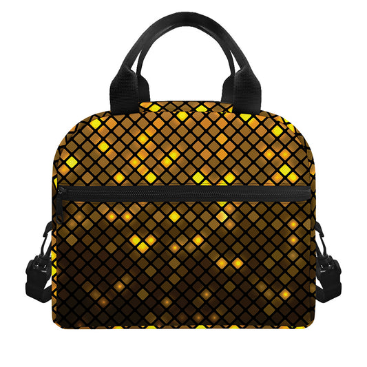 Gold Disco Lights Pattern Print Insulated Lunch Bag