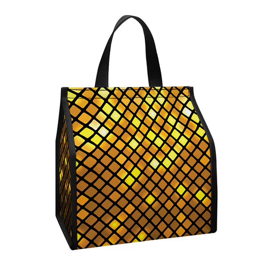 Gold Disco Lights Pattern Print Insulated Lunch Tote
