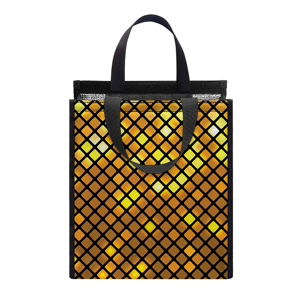 Gold Disco Lights Pattern Print Insulated Lunch Tote