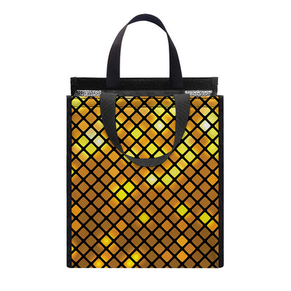 Gold Disco Lights Pattern Print Insulated Lunch Tote