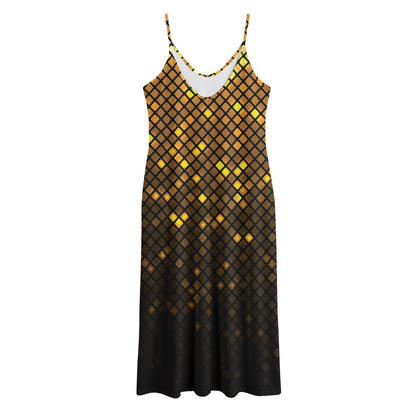 Gold Disco Lights Pattern Print Jersey Midi Cami Dress