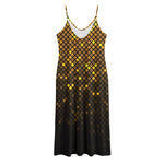 Gold Disco Lights Pattern Print Jersey Midi Cami Dress