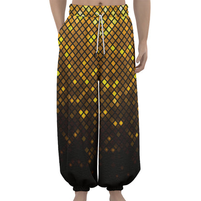 Gold Disco Lights Pattern Print Lantern Pants