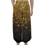Gold Disco Lights Pattern Print Lantern Pants