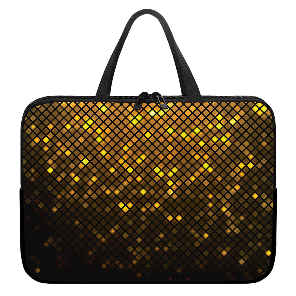 Gold Disco Lights Pattern Print Laptop Sleeve With Handle