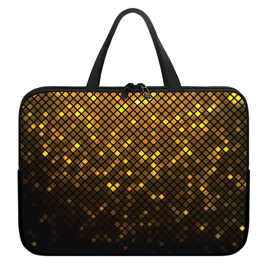 Gold Disco Lights Pattern Print Laptop Sleeve With Handle