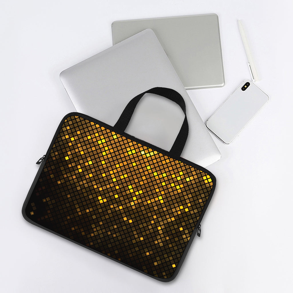 Gold Disco Lights Pattern Print Laptop Sleeve With Handle
