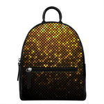 Gold Disco Lights Pattern Print Leather Backpack