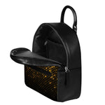 Gold Disco Lights Pattern Print Leather Backpack