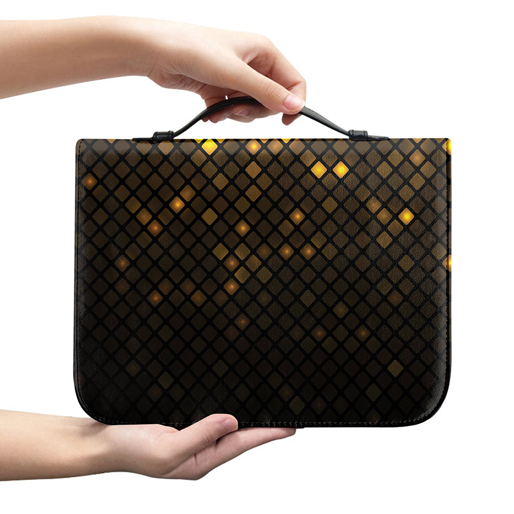 Gold Disco Lights Pattern Print Leather Bible Cover