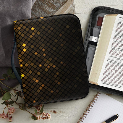 Gold Disco Lights Pattern Print Leather Bible Cover