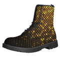 Gold Disco Lights Pattern Print Lace-Up Boots