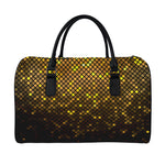 Gold Disco Lights Pattern Print Leather Duffle Bag