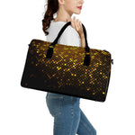Gold Disco Lights Pattern Print Leather Duffle Bag
