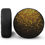 Gold Disco Lights Pattern Print Leather Spare Tire Cover