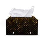 Gold Disco Lights Pattern Print Leather Tissue Box Cover