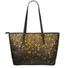 Gold Disco Lights Pattern Print Leather Tote Bag