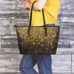 Gold Disco Lights Pattern Print Leather Tote Bag