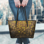 Gold Disco Lights Pattern Print Leather Tote Bag