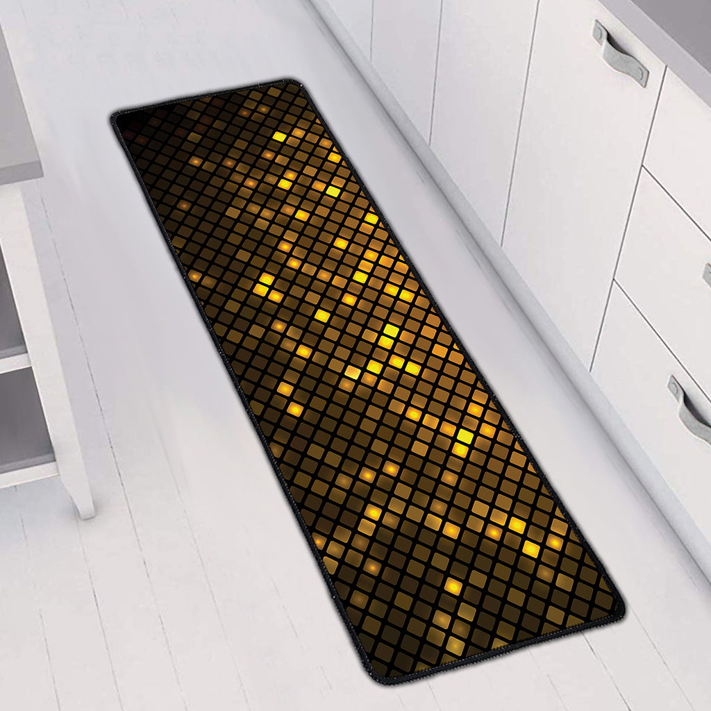 Gold Disco Lights Pattern Print Long Kitchen Mat