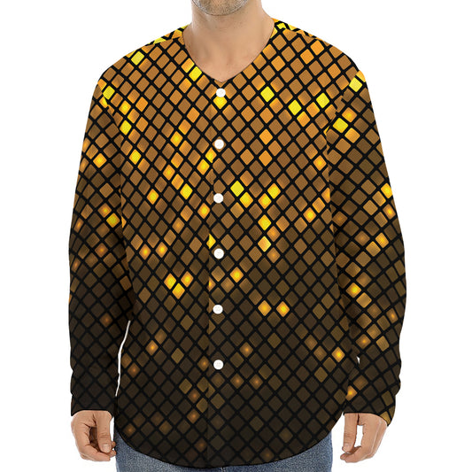 Gold Disco Lights Pattern Print Long Sleeve Baseball Jersey