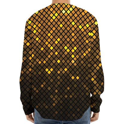 Gold Disco Lights Pattern Print Long Sleeve Baseball Jersey