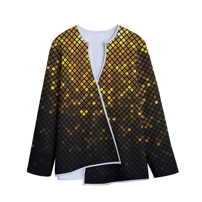 Gold Disco Lights Pattern Print Long Sleeve Short Coat