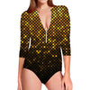 Gold Disco Lights Pattern Print Long Sleeve Swimsuit