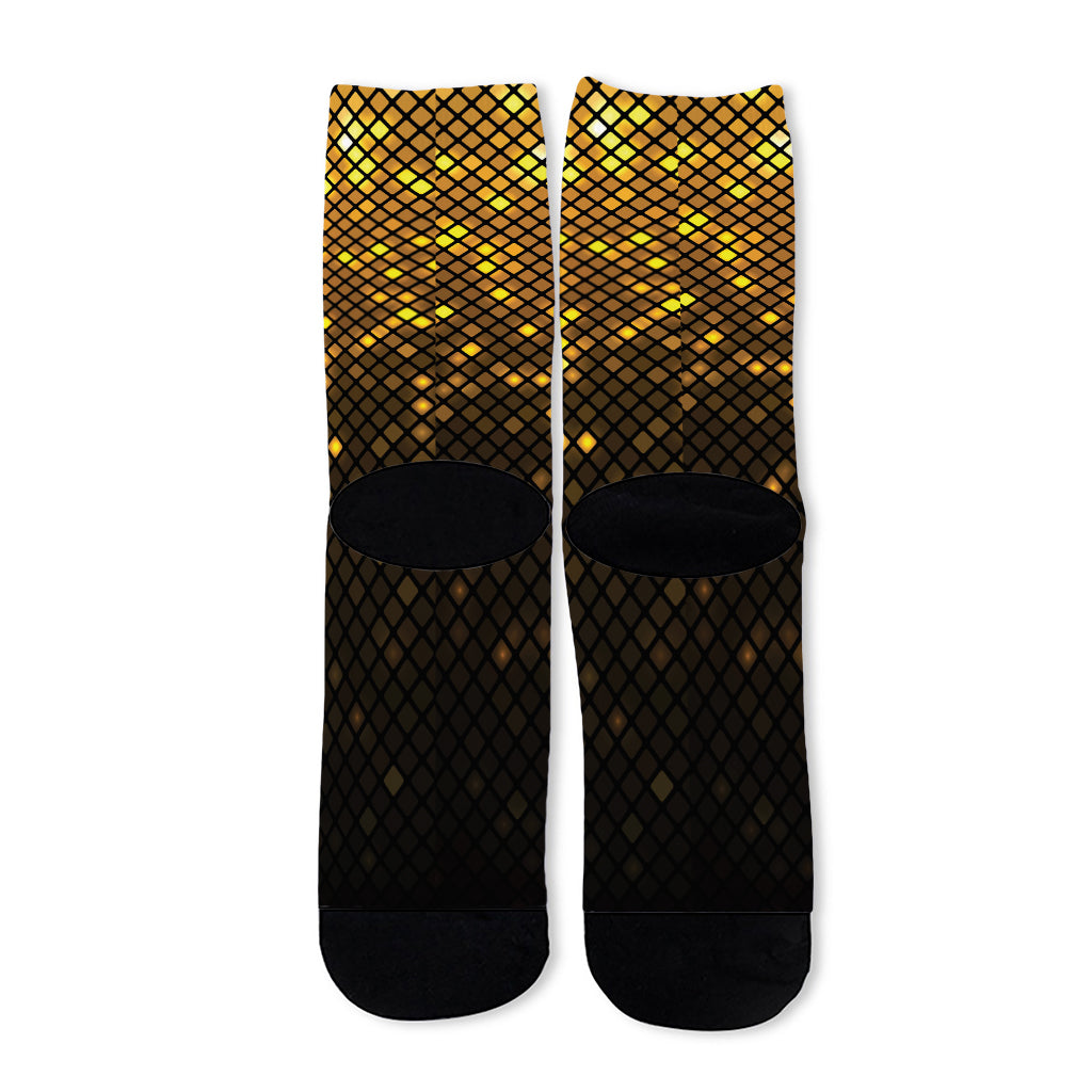 Gold Disco Lights Pattern Print Long Socks