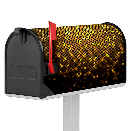 Gold Disco Lights Pattern Print Mailbox Cover