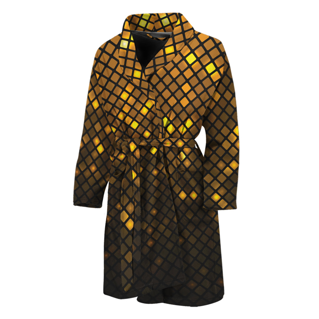 Gold Disco Lights Pattern Print Men's Bathrobe