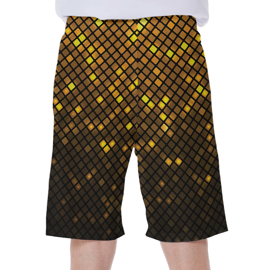 Gold Disco Lights Pattern Print Men's Beach Shorts