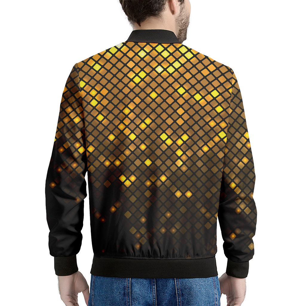 Gold Disco Lights Pattern Print Men's Bomber Jacket