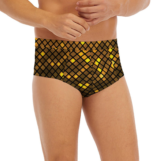 Gold Disco Lights Pattern Print Men's Briefs