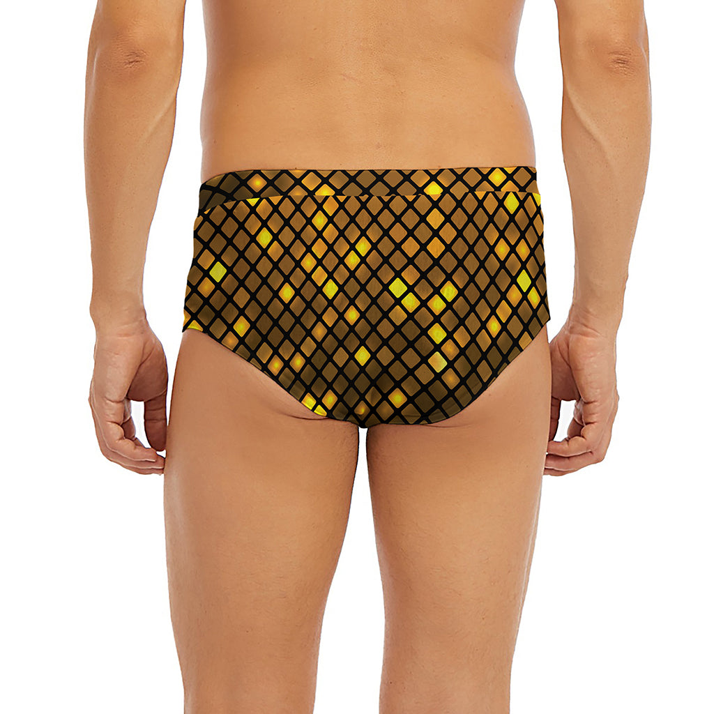 Gold Disco Lights Pattern Print Men's Briefs
