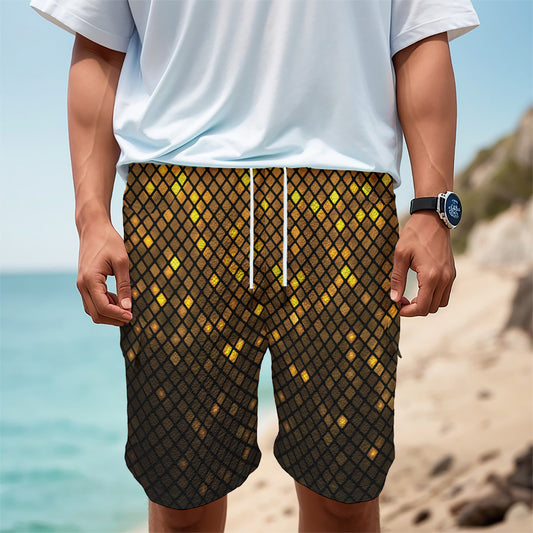 Gold Disco Lights Pattern Print Men's Cargo Shorts