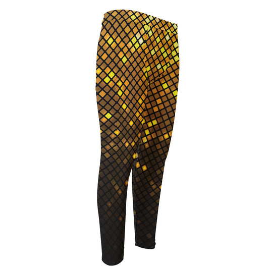 Gold Disco Lights Pattern Print Men's Compression Pants