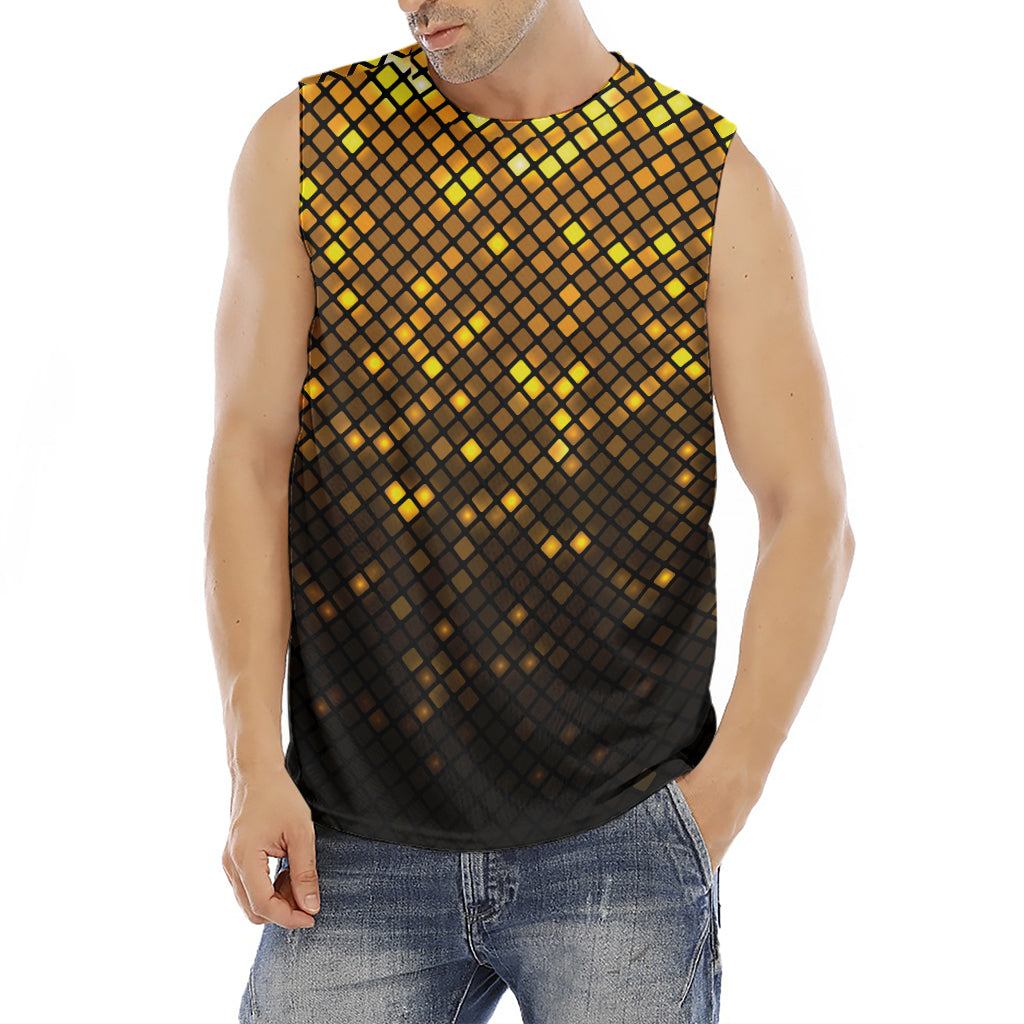 Gold Disco Lights Pattern Print Men's Fitness Tank Top