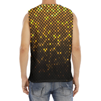 Gold Disco Lights Pattern Print Men's Fitness Tank Top