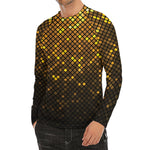 Gold Disco Lights Pattern Print Men's Long Sleeve Rash Guard